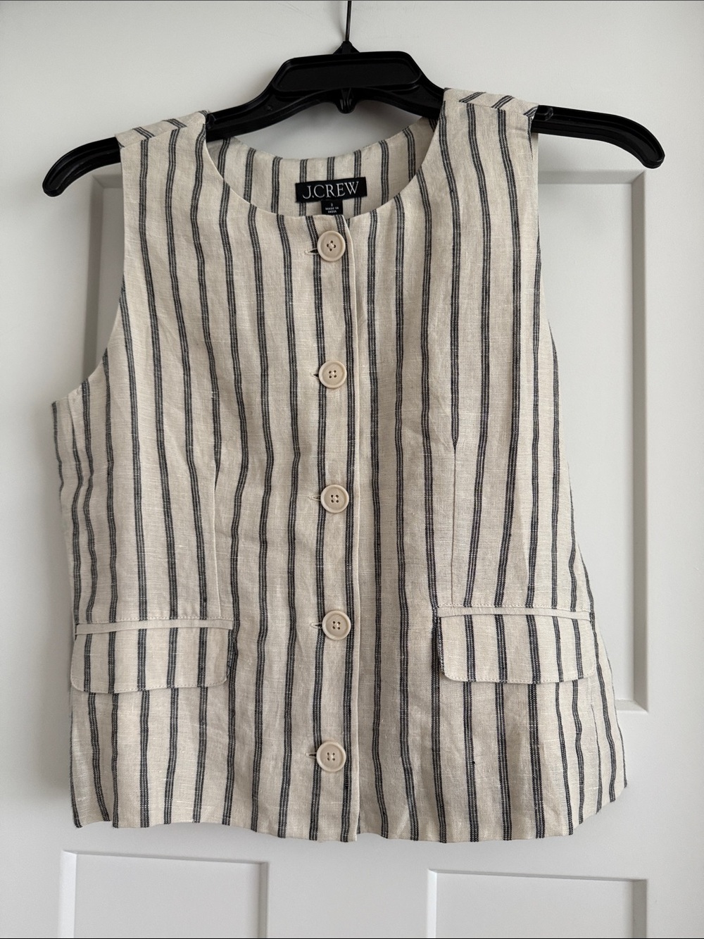 Jcrew stripped linen vest tank